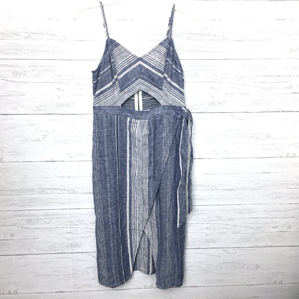 NEW Express Women's Chambray Linen Blend Dress Strappy Cutout size 4P - Picture 3 of 10